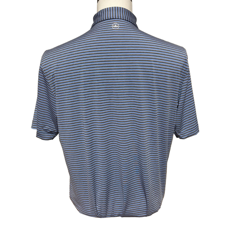 Peter Millar Lenway Performance Jersey Polo (w/logo) - Blue/Brown - Medium - Skorzie