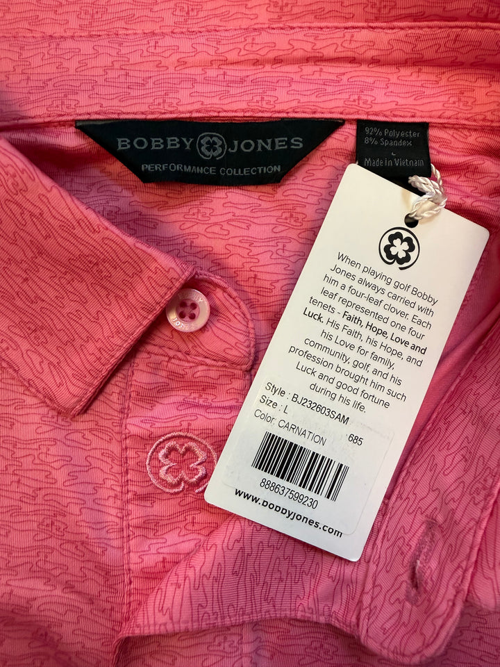 Bobby Jones Performance Print Jersey Polo - Carnation - Large