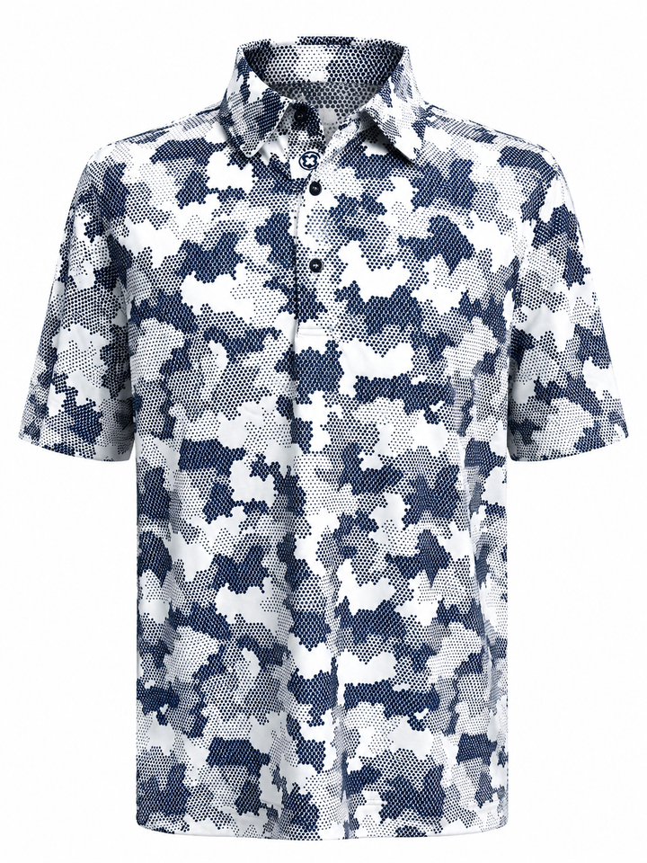 Bobby Jones Performance Camo Print Jersey Polo - Summer Navy/White - Large