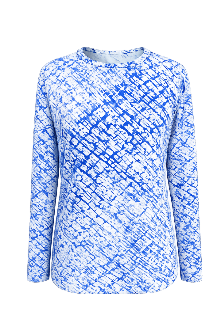 IBKUL Liz Long Sleeve Crew Neck Top - Blue