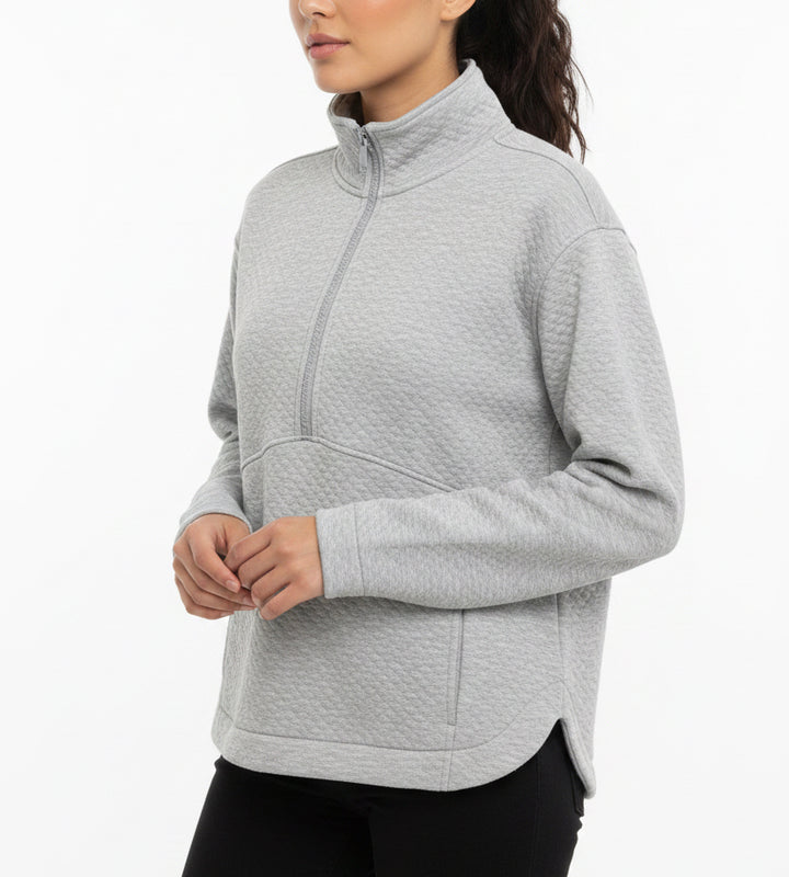 Marine Layer Women's Pullover Corbet Quilted Half Zip Heather Grey Size XS