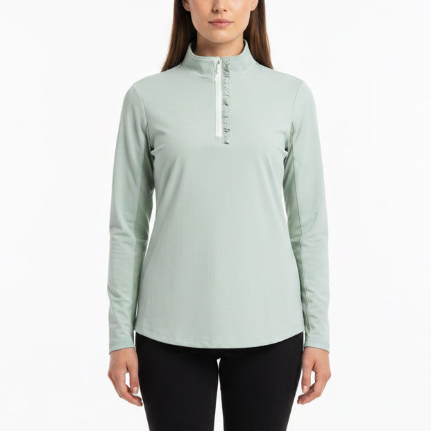 Smith & Quinn Women's L/S Polo Ava Ruffle 1/4 Zip Mint Size XS