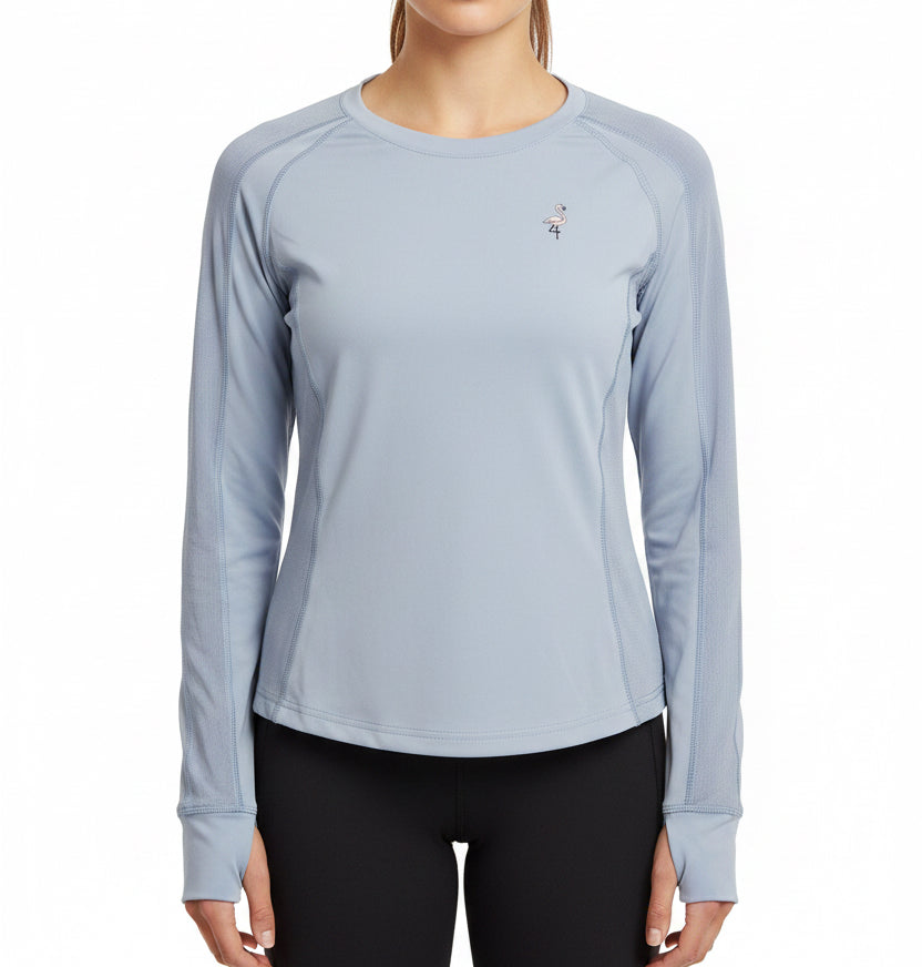 Fore All Women's Golf Top Marie Long Sleeve Smoke Blue Size M