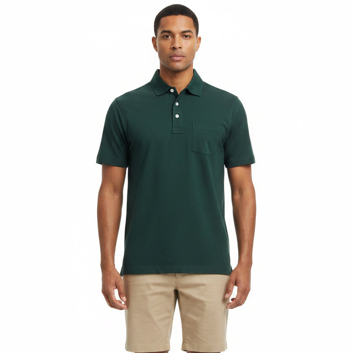 G/FORE Men's Polo Herringbone Stitch Collar Pine Size M