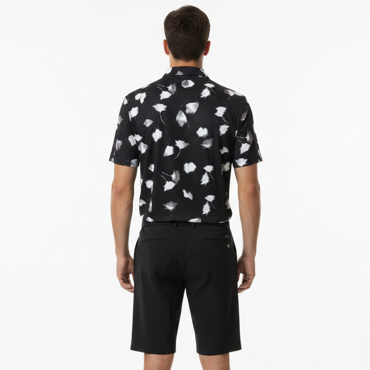 G/FORE Men's Polo Ghost Floral Tech Jersey Onyx/Snow Size M
