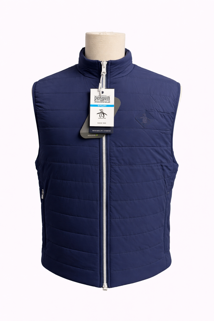Penguin Navy Full Zip Reversible Vest - Medium - Skorzie