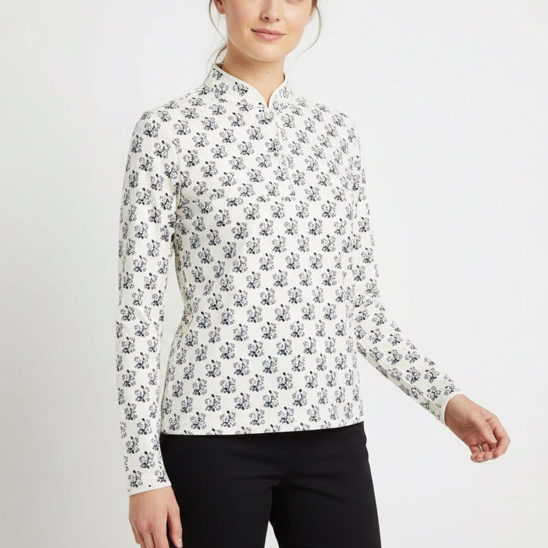 Smith & Quinn Women's L/S Polo Carey 1/4 Zip Rose Thorns Size XL