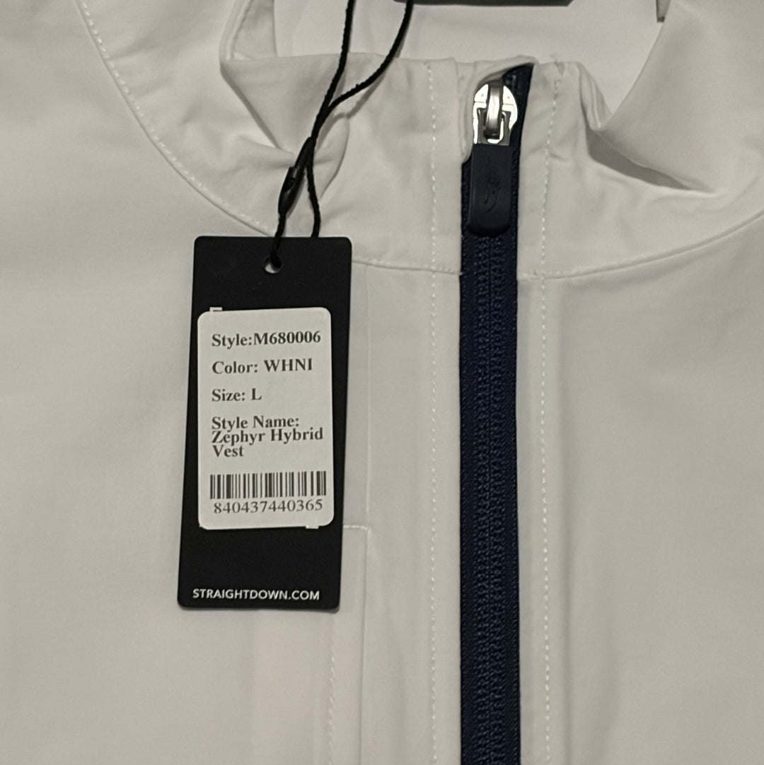 Straight Down Men's Golf Vest Zephyr Hybrid White/New Indigo Size L