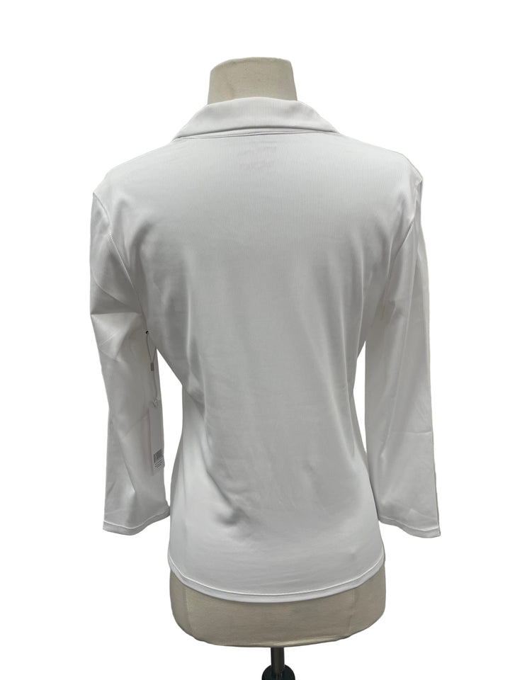 Kinona Take A Ribbing 3/4 Sleeve Golf Top - White - Skorzie