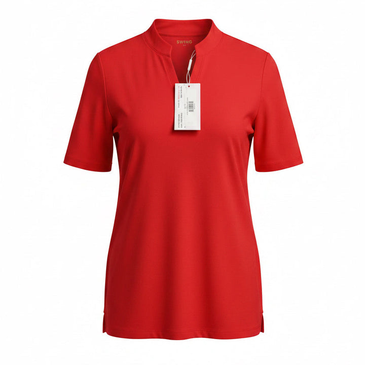 Swing Control Solid S/S V-Neck Velocity Polo - Fiery Red - Small - Skorzie