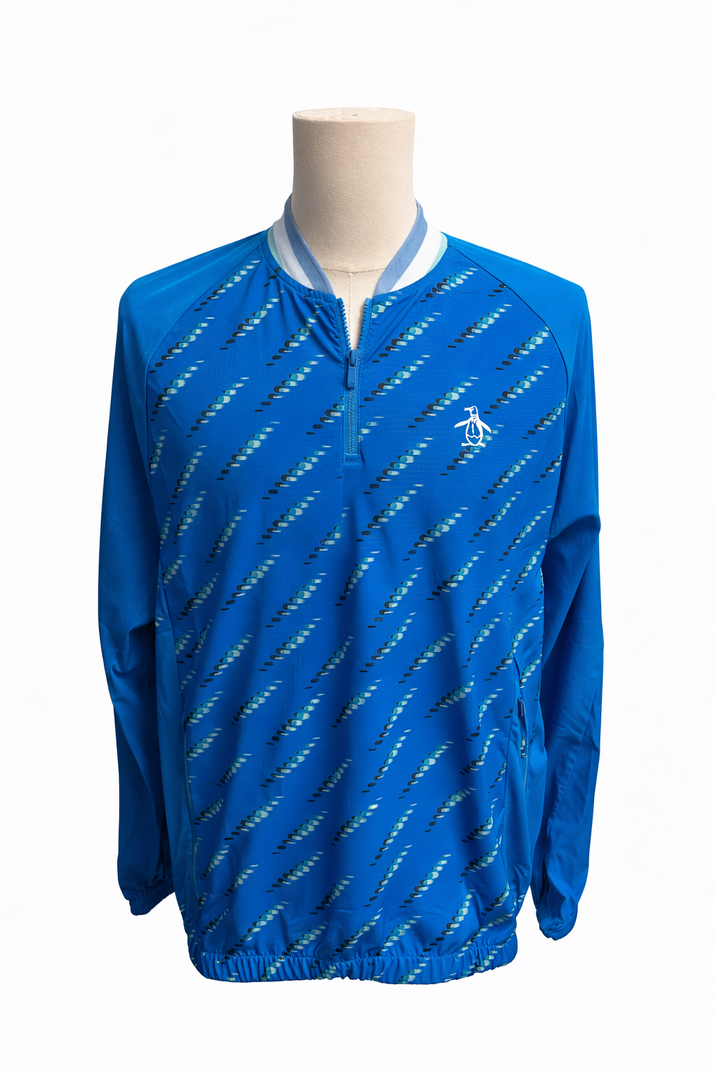 Penguin Ball Block Quarter Zip Pullover - Electric Blue - Medium - Skorzie