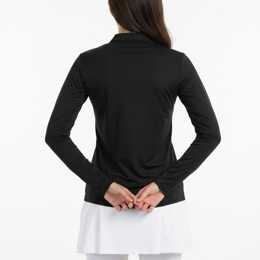 KJUS Women's Golf L/S Polo Scotscraig (w/logo) Black Size M