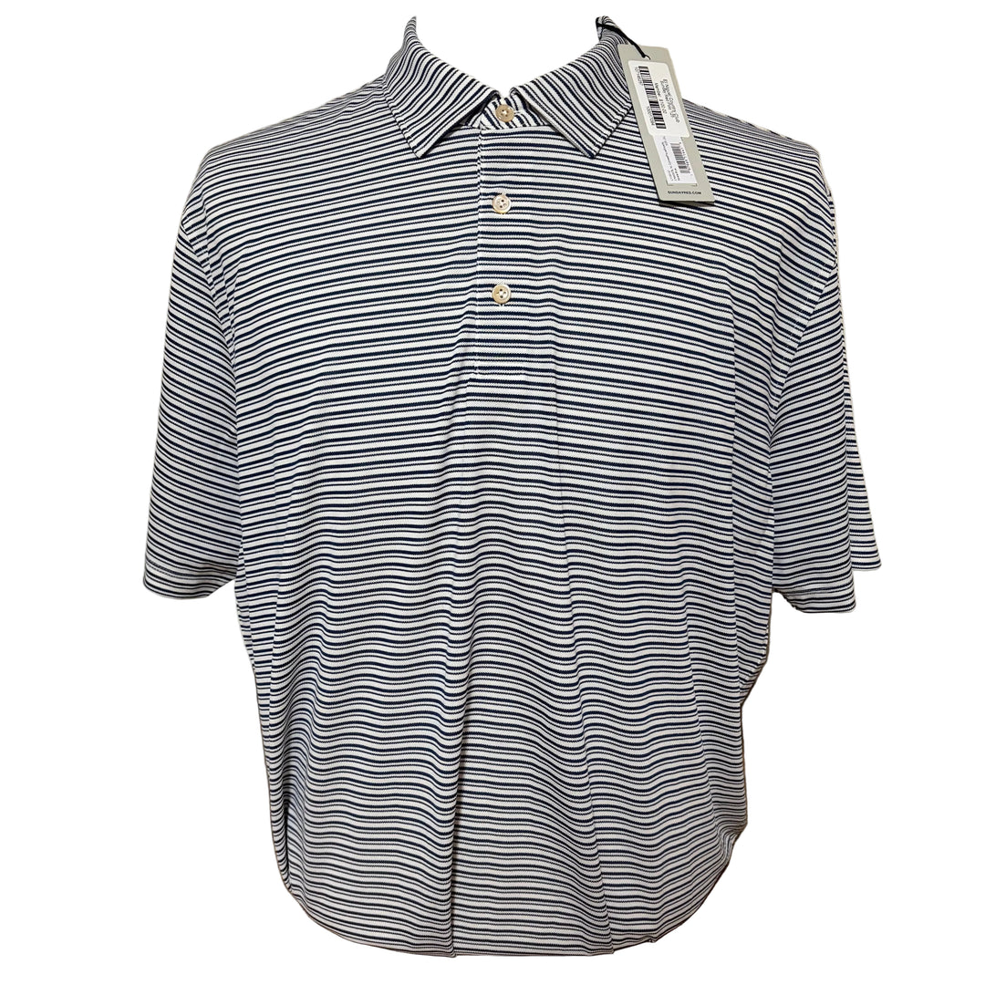 Sun Day Red Cypress Pique Stripe Polo (w/logo) - Estate Blue - XX-Large - Skorzie