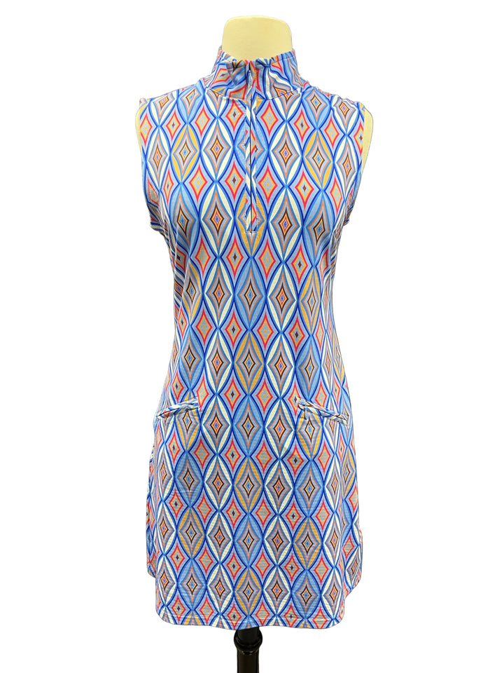 IBKUL Diamond Print Mock Dress - Small - Skorzie
