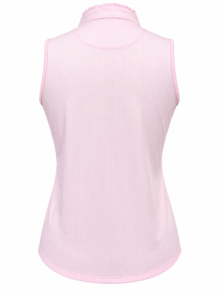Lucky In Love Pleated Placket Sleeveless Top - Light Pink