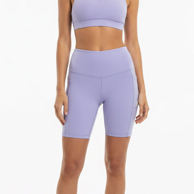 Vuori Women's Biker Shorts AllTheForm Pocket 6" Hyacinth Size XS