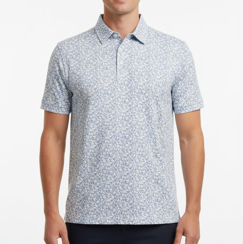 Straight Down Men's Golf Polo Tropics Lounge Blue Shade Size L