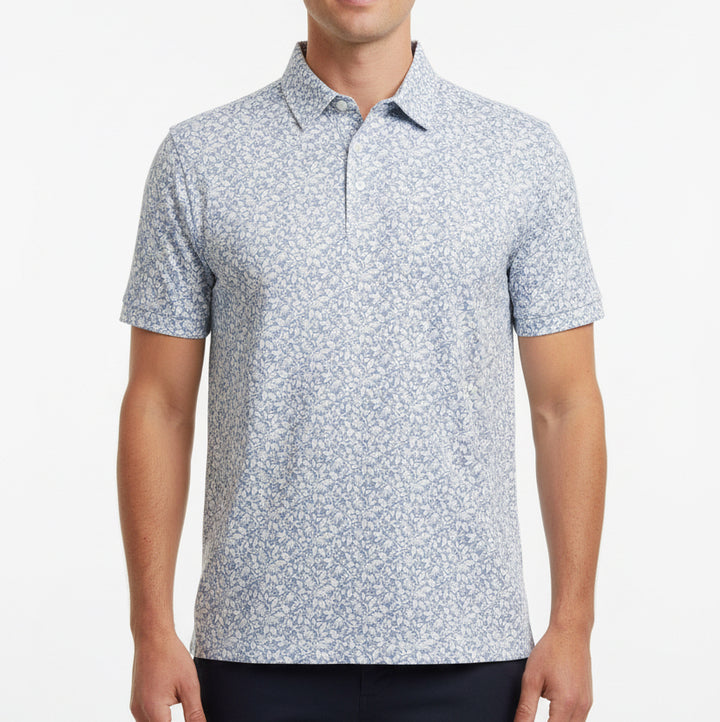 Straight Down Men's Golf Polo Tropics Lounge Blue Shade Size L