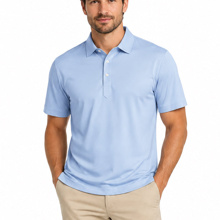 Collars & Co Men's Golf Polo Semi-Spread Collar Blue Size XL