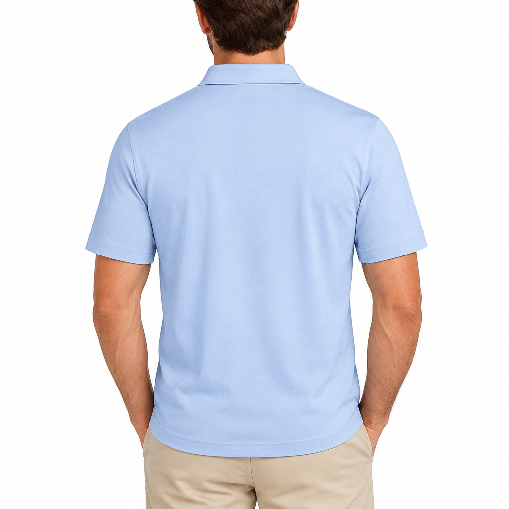 Collars & Co Men's Golf Polo Semi-Spread Collar Blue Size XL