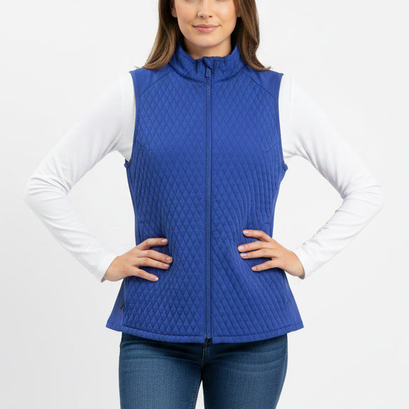 Peter Millar Women's Golf Vest Fuse Mini Diamond Quilt (w/ logo) Pacific Blue Size M