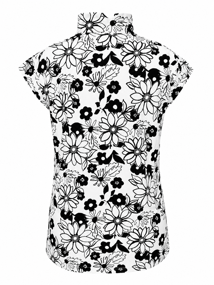 SanSoleil Daisy SolCool Sleeveless Mock  - Black/White