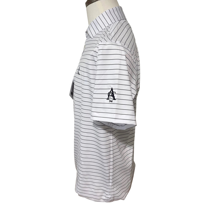 Rhoback Captain Stripe Performance Polo (w/logo) - White/Navy - Small - Skorzie