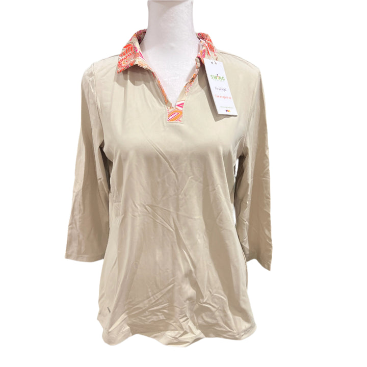 Swing Control 3/4 Sleeve Velocity Polo - Desert/Desert Flower - Small - Skorzie