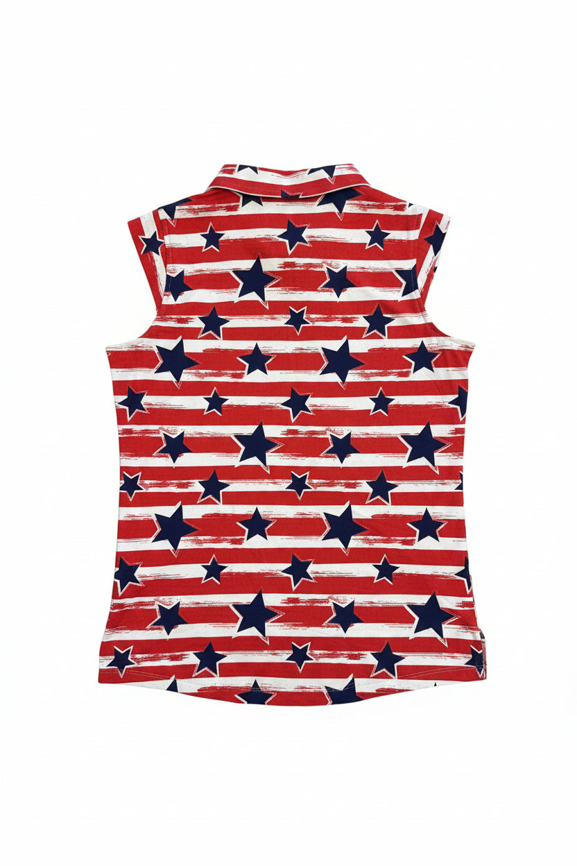 IBKUL Women's Sleeveless Zip Polo - Americana