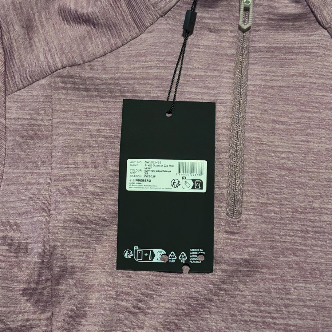 J.Lindeberg Women's Golf Quarter Zip Steffi Very Grape Melange Size XS