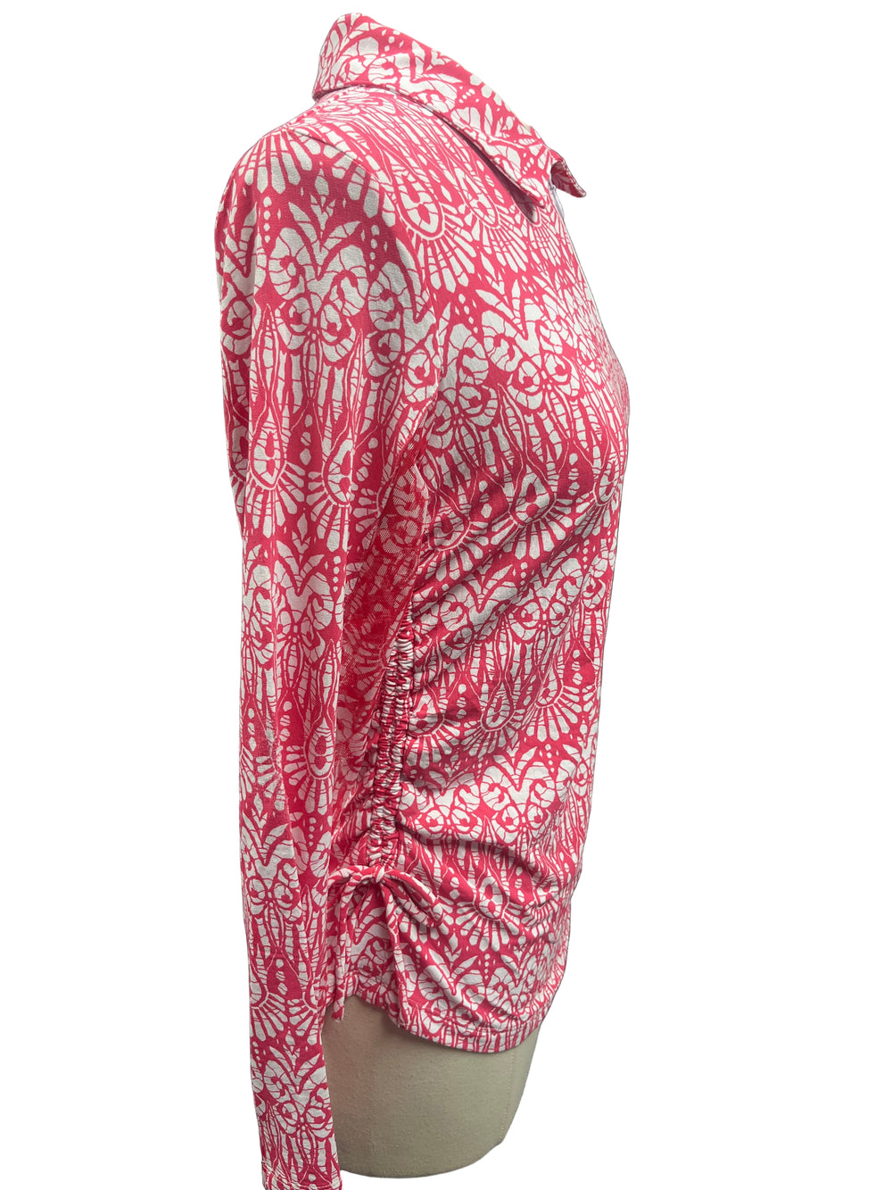 IBKUL Pink Print Long Sleeve Polo - Small - Skorzie