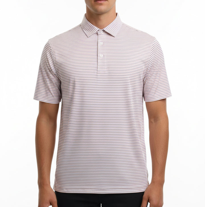 Straight Down Men's Golf Polo Channel Stripe Seashell Size L