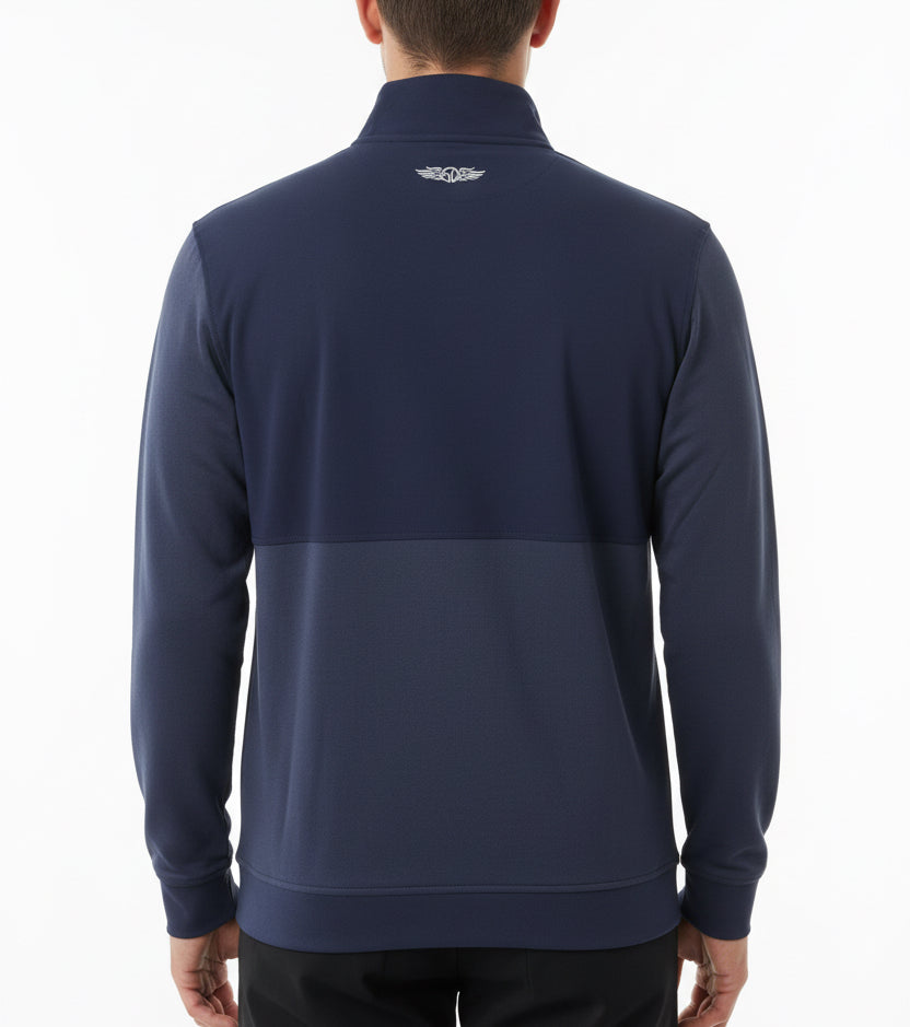 Straight Down Men's Golf Quarter Zip Harding Hybrid New Indigo Size L