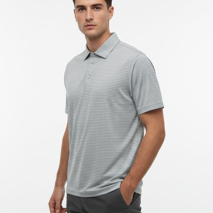Straight Down Men's Golf Polo Channel Stripe Herb Size L