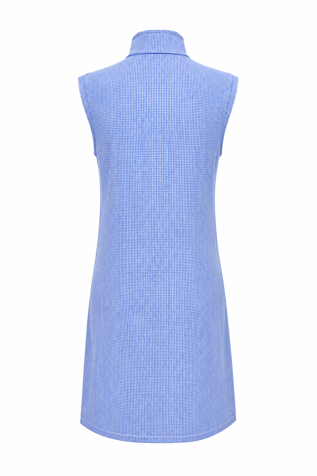 IBKUL Mini Check Sleeveless Zip Mock Dress - Blue/White