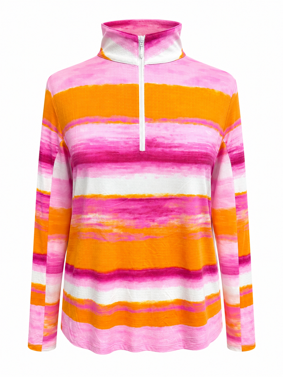 IBKUL Amy Long Sleeve Mock Neck Top - Hot Pink/Orange