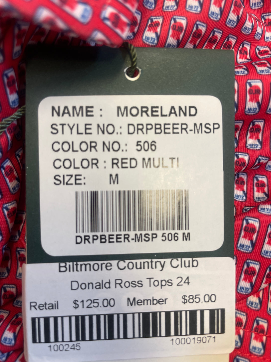 Donald Ross Mens Moreland Beer Short Sleeve Polo (w/logo) - Red