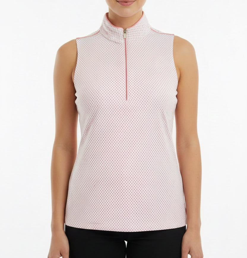 Fairway & Greene Women's Golf Polo Sleeveless Coral Diamond Size M