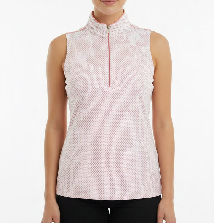 Fairway & Greene Women's Golf Polo Sleeveless Coral Diamond Size M