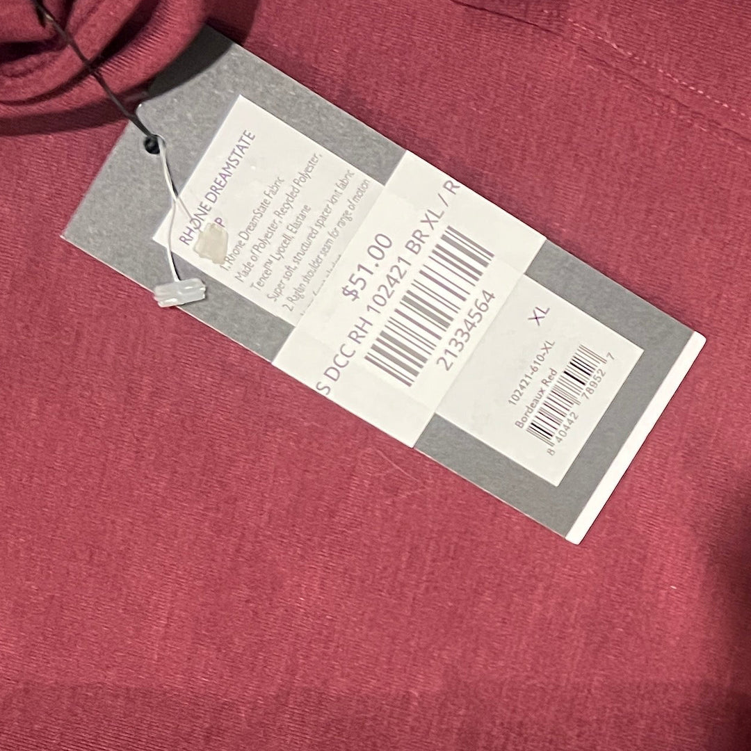 Rhone Men's 1/4 Zip DreamState Bordeaux Red Size XL - Skorzie