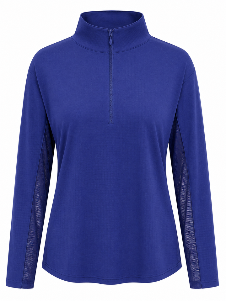 IBKUL Solid Long Sleeve Zip Mock - Navy