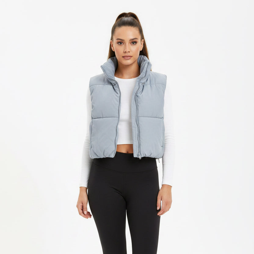 Beyond Yoga Warm Up Puffer Vest - Storm Grey - Medium - Skorzie