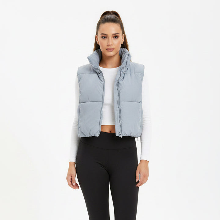 Beyond Yoga Warm Up Puffer Vest - Storm Grey - Medium - Skorzie