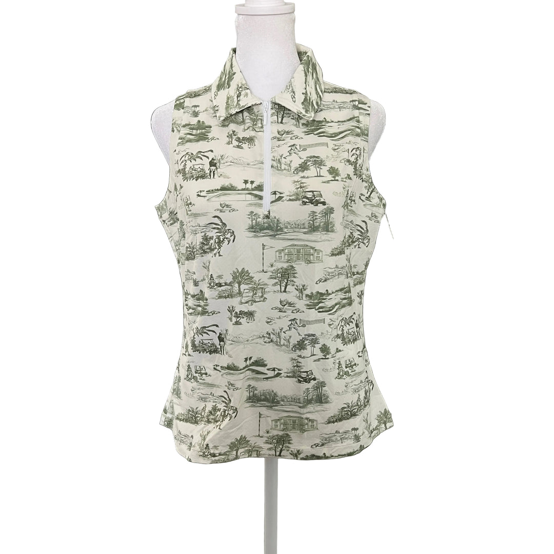 GGBlue Elina Ice Sleeveless Top - Country Club Toile - Small - Skorzie