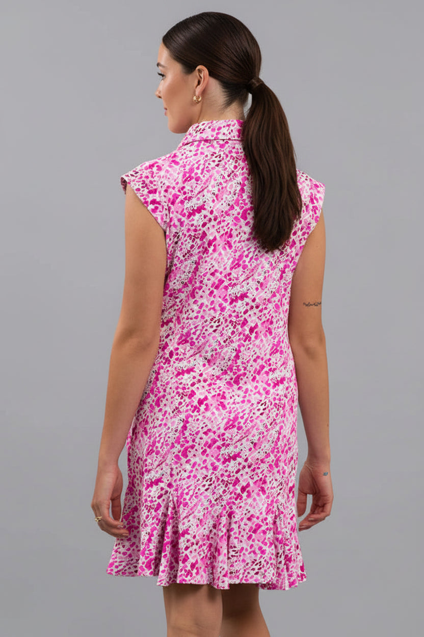 IBKUL Womens Eve Sleeveless Zip Dress - Yesenia Hot Pink