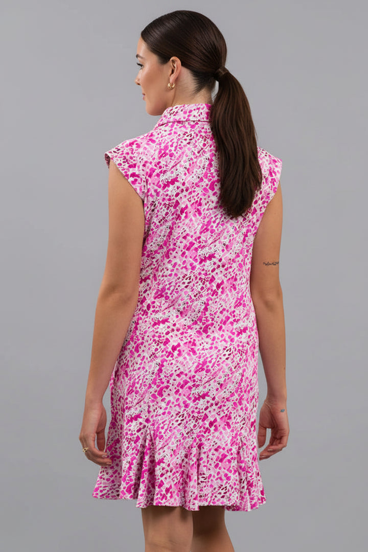 IBKUL Womens Eve Sleeveless Zip Dress - Yesenia Hot Pink