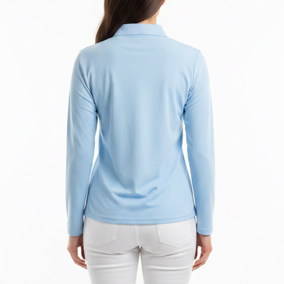 SanSoleil Women's Golf L/S 1/4 Zip Mock Baby Blue Size L