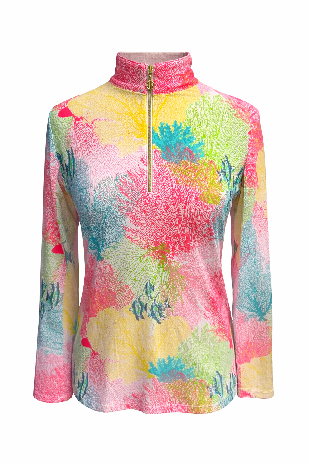 G-Lifestyle Quarter Zip Sun Protection Top - Red Coral - Skorzie