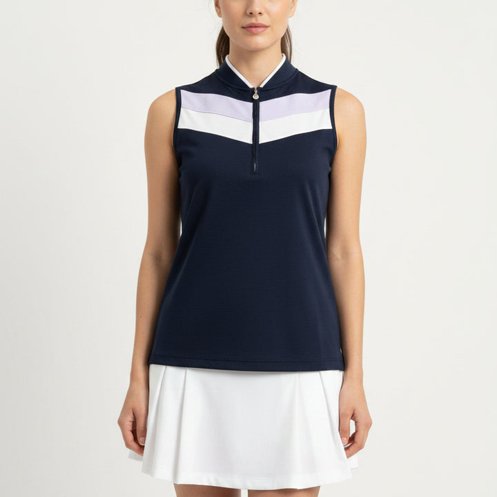 Daily Sports Womens Golf S/L Polo Prato Dark Navy Color Block Size M