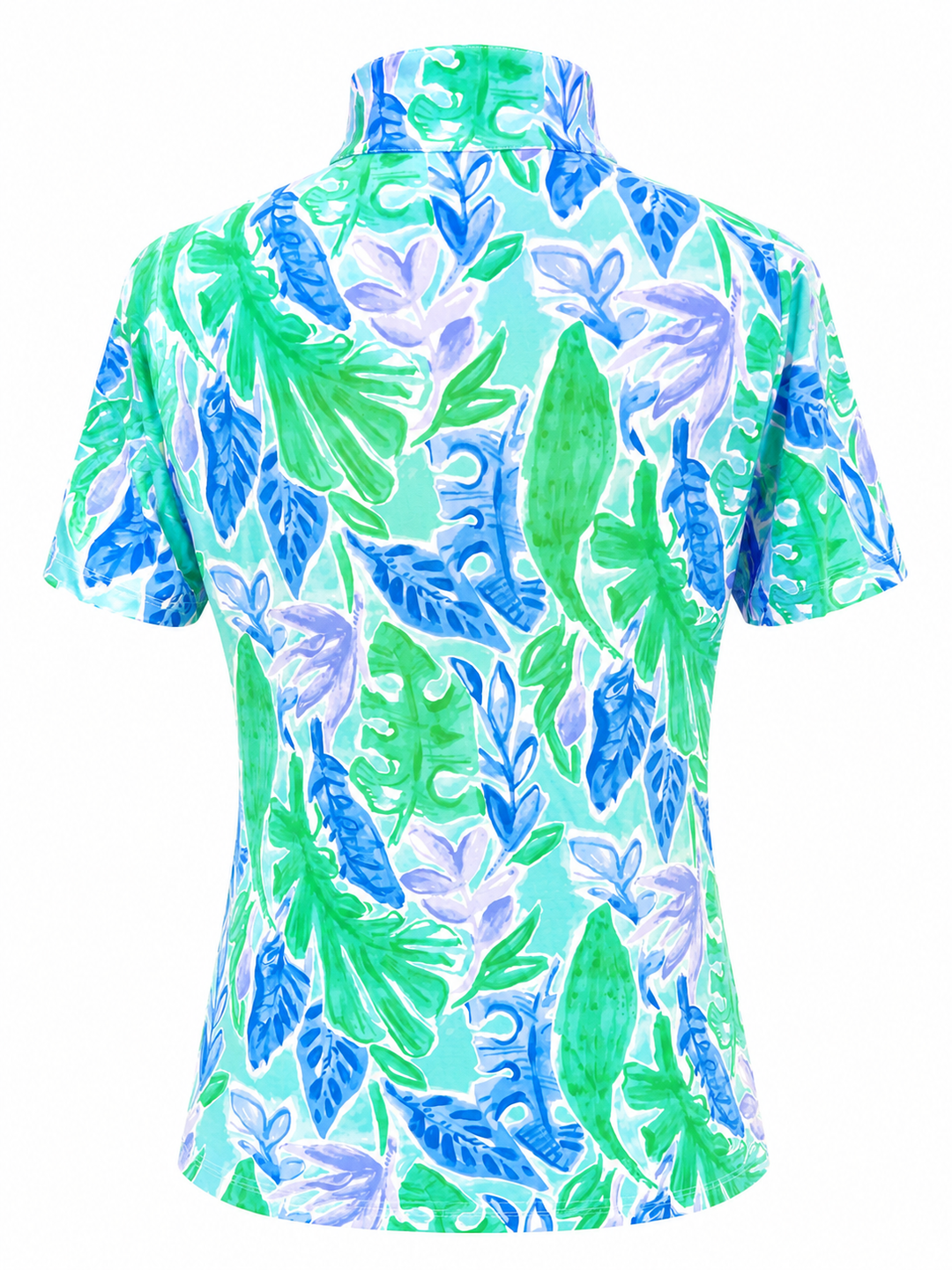 IBKUL Allison Short Sleeve Zip Mock - Jade/Peri